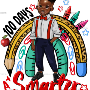 100 Days Smarter Black Boy DTF Transfer