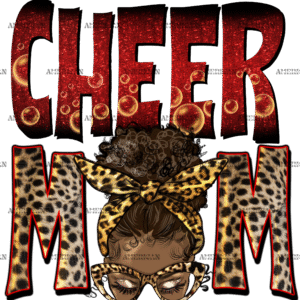 Afro Messy Bun Cheer Mom DTF Transfer