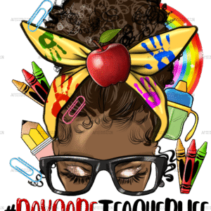 Afro Messy Bun Daycare Teacher Life DTF Transfer