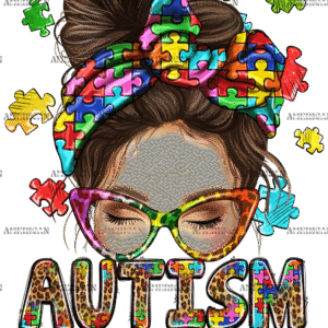 Autism Mom Messy Bun-1 DTF Transfer