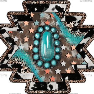 Aztec Cowhide Turquoise DTF Transfer
