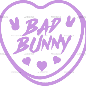 Bad Bunny Candy Hearts Purple DTF Transfer