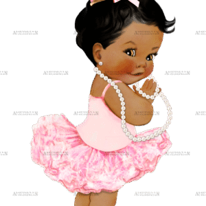 Ballerina Pink Pearls Girl-DarkJetWavy DTF Transfer