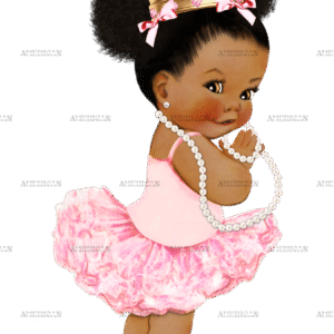 Ballerina Pink Pearls Girl-DarkPuffs DTF Transfer