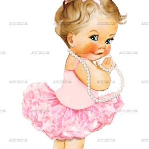 Ballerina Pink Pearls Girl-LightBlonde DTF Transfer