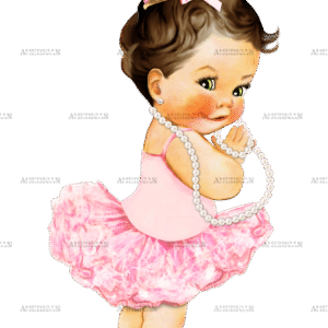 Ballerina Pink Pearls Girl-LightBrunette DTF Transfer