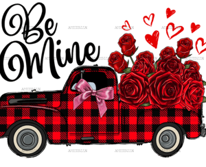 Be Mine Roses Truck DTF Transfer