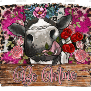 Be Mine Valentine Cow DTF Transfer