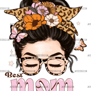 Best Mom Ever Messy Bun DTF Transfer