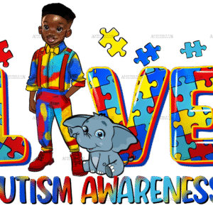 Black Boy Autism Love DTF Transfer