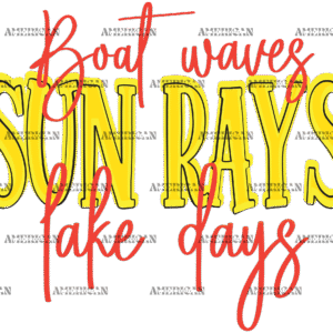 Boat Waves Sun Rays Lake Days DTF Transfer