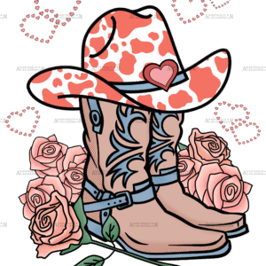 Boots Orange Western Valentines DTF Transfer