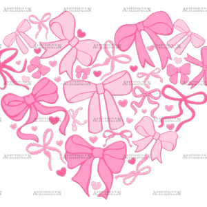 Bows Heart DTF Transfer
