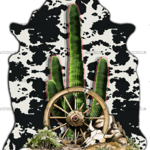 Cattle Carpet Cowhide Cactus DTF Transfer