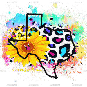 Cowhide Sunflower Texas Map 2 DTF Transfer