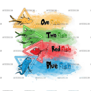 Dr. Seuss Colored Fish DTF Transfer