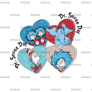 Dr. Seuss Day Hearts Retro DTF Transfer