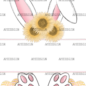 Easter Bunny Name Frame Pink Sunflower DTF Transfer