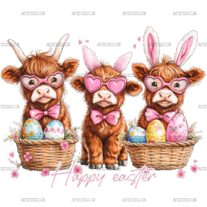 Happy Easter Cows DTF Transfer