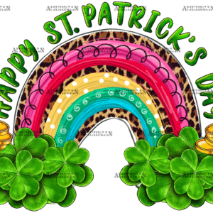 Happy St.Patricks Day Rainbow And Shamrock DTF Transfer