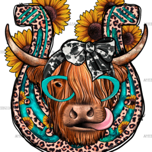 Highland Cow Horseshoe DTF Transfer