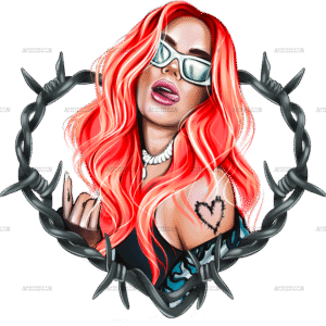 Karol G Bichota And Heart Red Dtf Transfer
