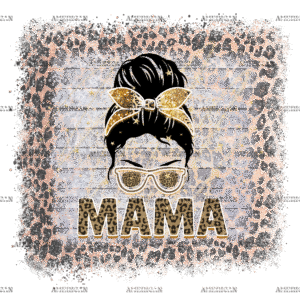 Mama Messy Bun Leapord Frame DTF Transfer