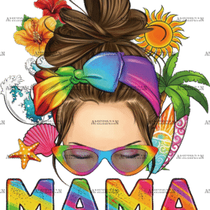 Mama Messy Bun Multicolor DTF Transfer