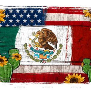 Mexican American Flag Cactus DTF Transfer