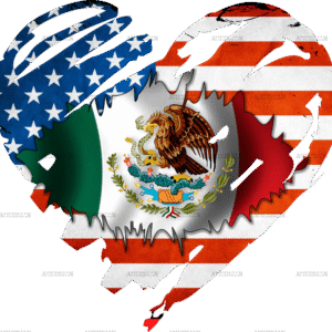 Mexican American Flag Heart DTF Transfer