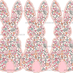 Pastel Floral Bunny Trio DTF Transfer