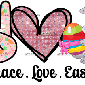 Peace Love Easter Pink Heart DTF Transfer