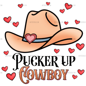 Pucker Up Cowboy Hearts DTF Transfer