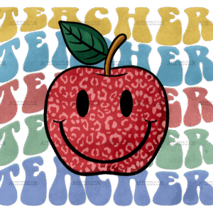Retro Teacher Apple DTF Transfer