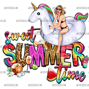 Sweet Summer Time Unicorn DTF Transfer
