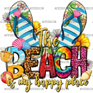 The Beach Is My Happy Place Flip Flop DTF Transfer
