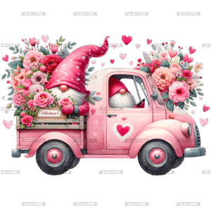 Valentine Gnomie Truck-3 DTF Transfer