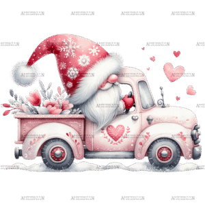 Valentine Gnomie Truck-7 DTF Transfer