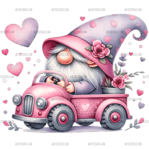 Valentine Gnomie Truck-9 DTF Transfer