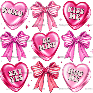 Valentine Heart Bows-3 DTF Transfer