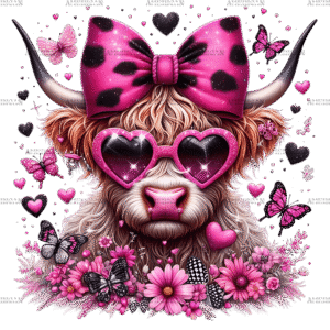 Valentine Highland Cow-2 DTF Transfer