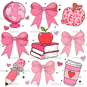Valentine Teacher Bows DTF Transfer