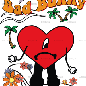 Bad Bunny Sad Heart Dtf Transfer