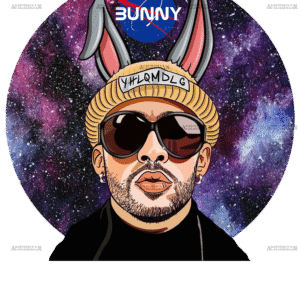 Bad Bunny Space With Logo Dtf Transfer