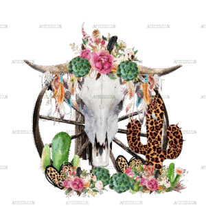 Cow Skull And Cactus DTF Transfer
