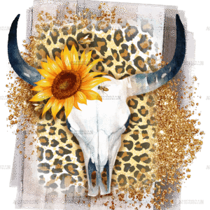 Cow Skull And Sunflower DTF Transfer