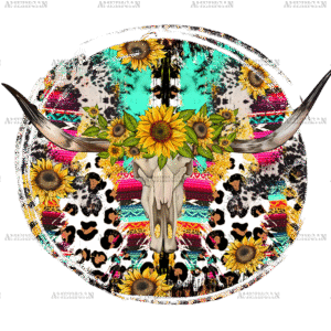 Bull Skull With Sunflowers DTF Transfer