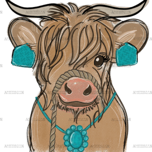 Girly Longhorn Cow DTF Transfer