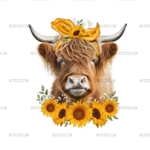Highland Cow Sunflowers DTF Transfer