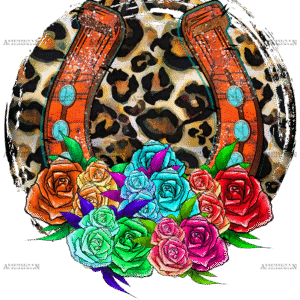 Rose And Horseshoe Leopard DTF Transfer